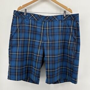 Fila Sport Golf Men's 40 Blue Plaid Flat Front Shorts